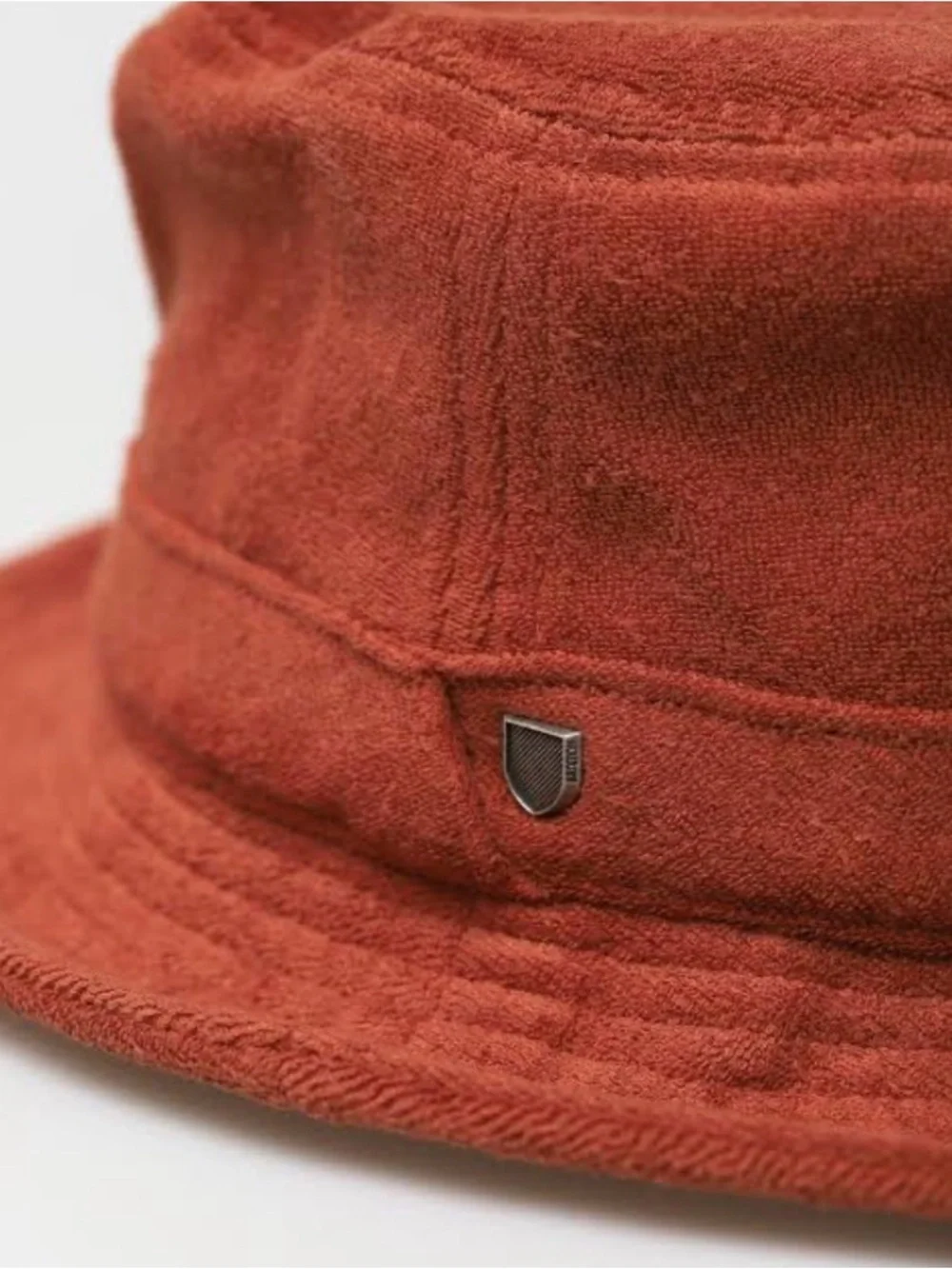 Brixton Nora Bucket Hat in Rust/Caramel, terry cloth-like fabric, EUC